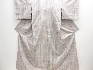 縞に抽象模様織り出し手織り紬着物